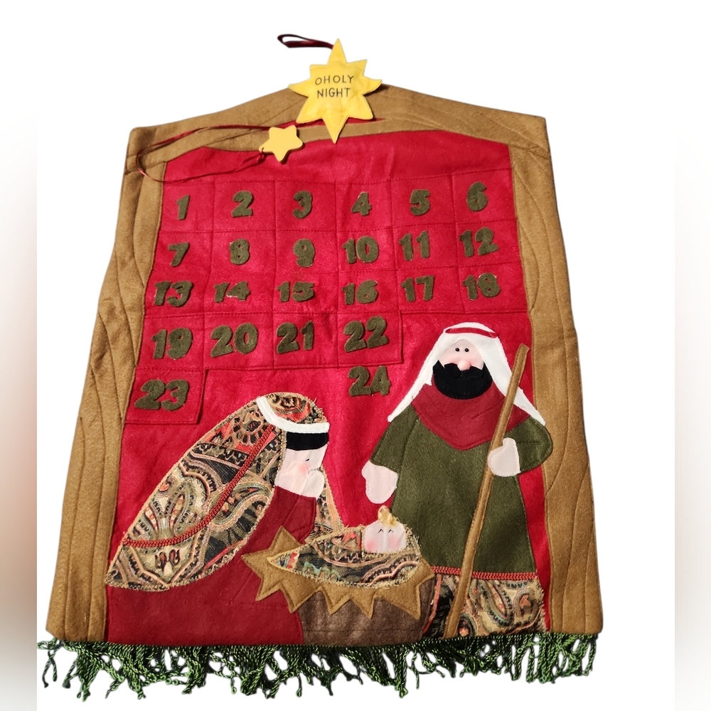 Christmas advent Holy FNativity Scene Advent Calendar with Red and Green Accents